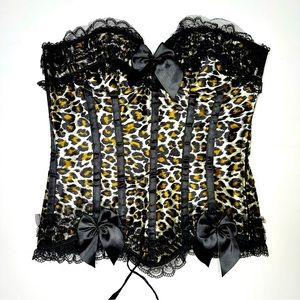Leopard Print Lace-Up Bustier